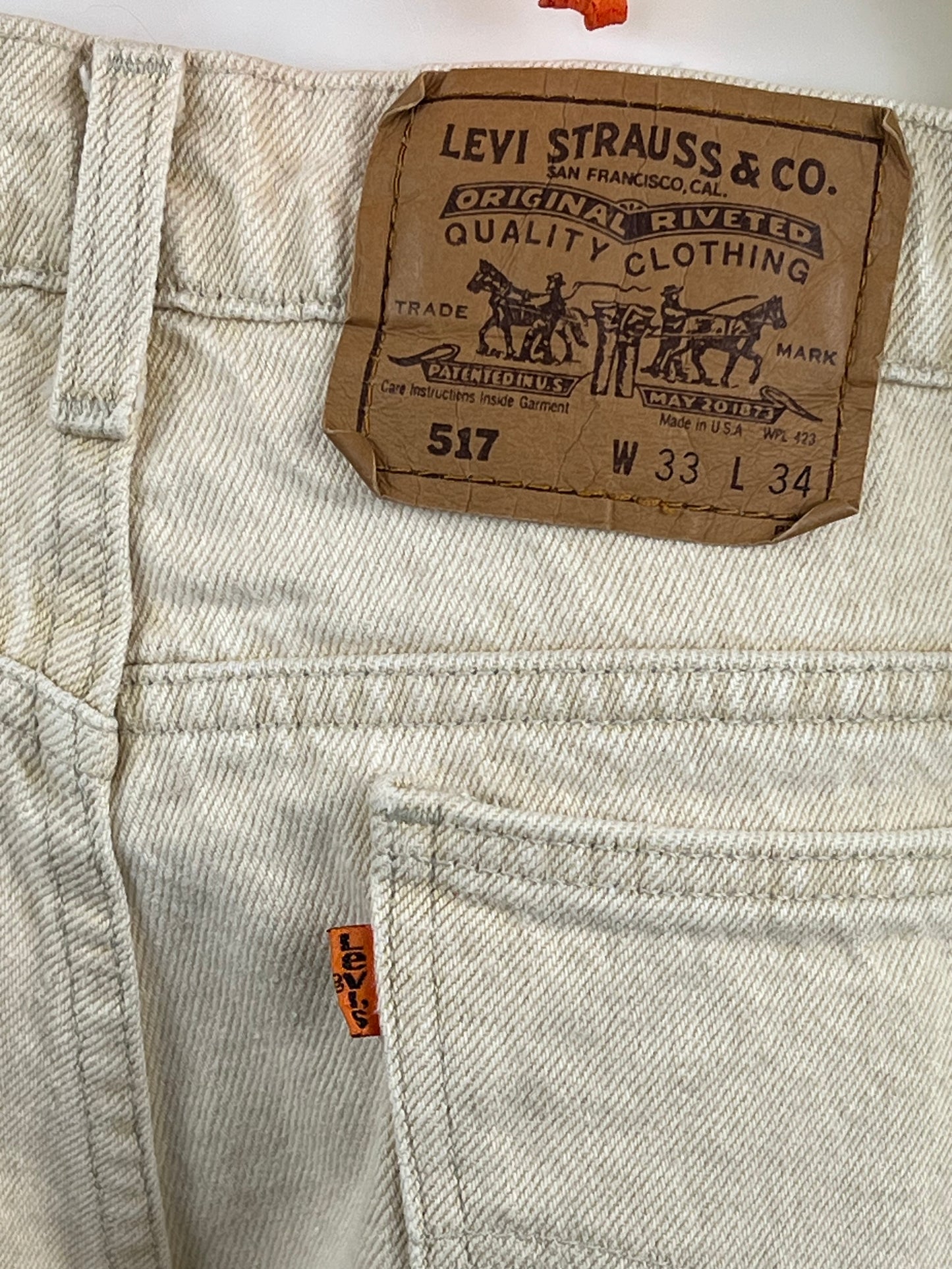 1990s Levi's Denim Orange Tab Jean Shorts