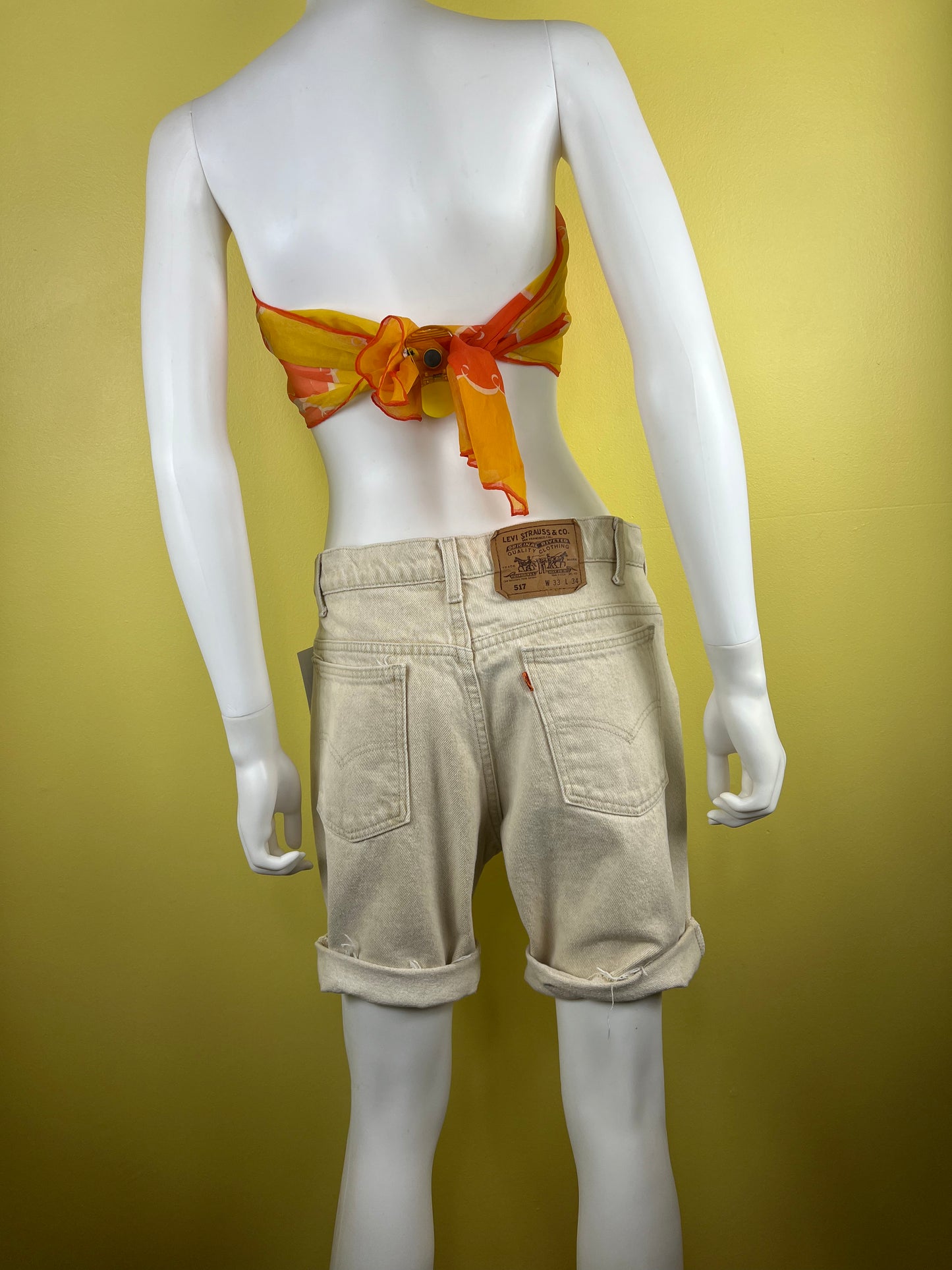 1990s Levi's Denim Orange Tab Jean Shorts