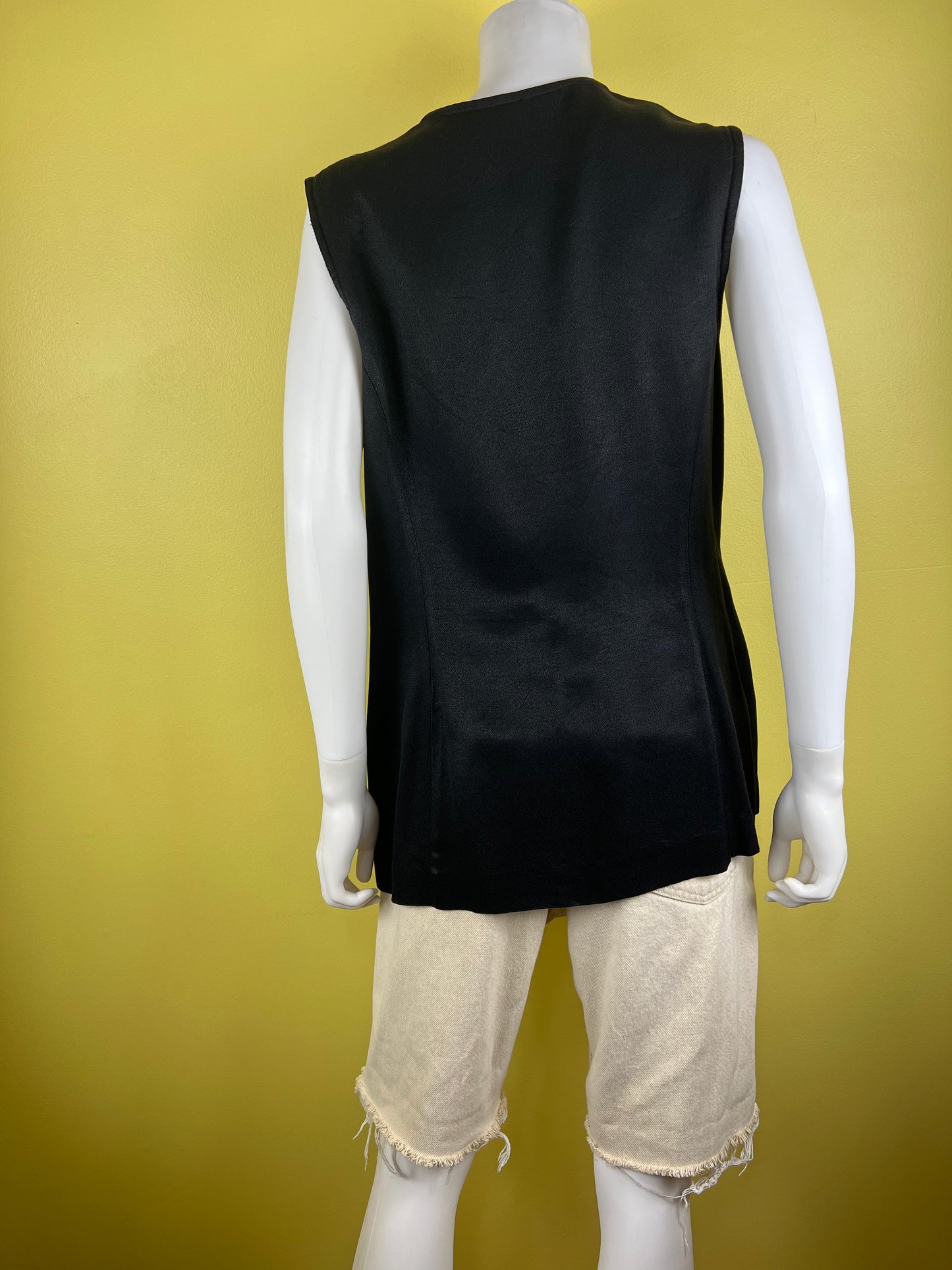 90s Black Vest with Flower Buttons